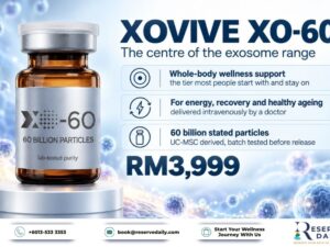 XOVIVE XO-60 exosome IV therapy vial with 60 billion particles for whole body wellness support Malaysia