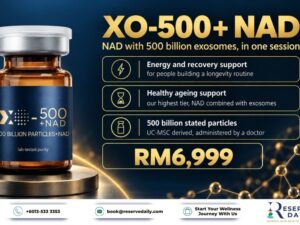 XOVIVE XO-500+ NAD exosome vial with 500 billion particles and NAD for healthy ageing support Malaysia