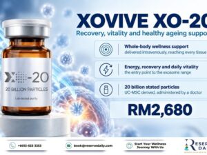 XOVIVE XO-20 exosome IV vial with 20 billion particles for recovery and vitality wellness support Malaysia