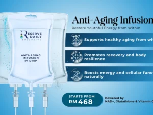 Anti-aging vitamin IV drip in Malaysia with B-complex, Vitamin C and B12