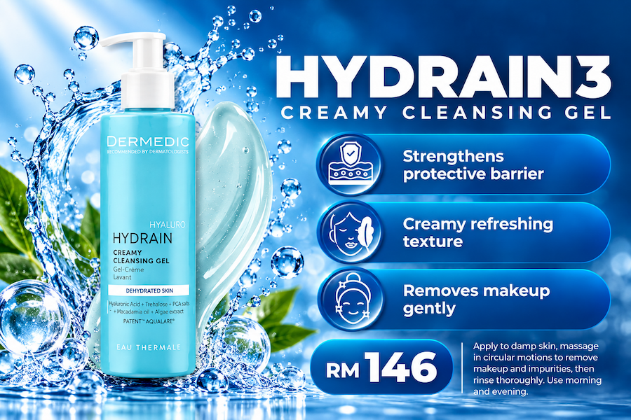DERMEDIC HYDRAIN Gentle Hydrating Cleanser 200ml DERMEDIC HYDRAIN gentle cleanser, 200ml soap-free creamy cleansing gel with hyaluronic acid for dry, sensitive skin