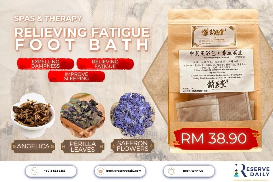 Saffron Herbal Foot Soak Relieve Fatigue Ming Yi Tang Saffron Angelica Perilla 20 packets Malaysia ReserveDaily