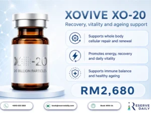XOVIVE XO-20 20 billion exosome concentrate vials for IV drip wellness Malaysia ReserveDaily