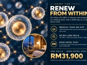 50 million cell stem cell IV therapy in a private medispa suite with a 2D1N stay at a 5-star luxury hotel in the city centre, ReserveDaily