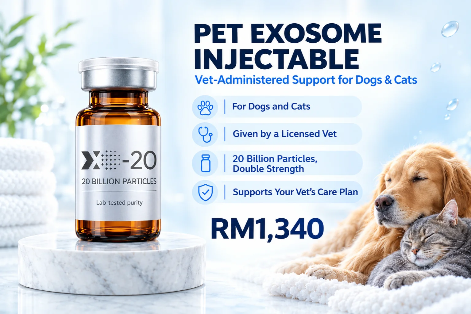 pet exosome 20b malaysia XOVIVE XO-20 pet exosome 20 billion vials for dogs and cats, vet administered, RM1,340